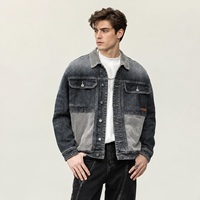 Veste en jean délavé unisexe de haute qualité avec logo personnalisé, col montant vintage, style printemps, ODM