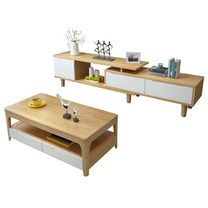 Weihang Extendable Solid Wood Tv Cabinet And <b>Coffee</b> <b>Table</b> Combination Nordic Modern Minimalist Style For Small Apartments - Product Image 4