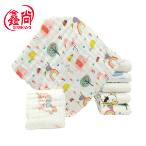 Xinshang – débarbouillette en pur coton pour bébé, 30x30 cm, serviette carrée en gaze à six couches, imprimé dessin animé, hypoallergénique, pour le nettoyage du visage des nourrissons - Product Image 5