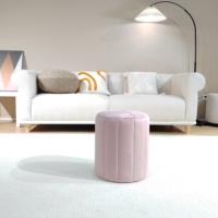 Bailey Fashion Tabouret rond personnalisé Velours rose Repose-pieds doux Siège Poufs rayés Pouf