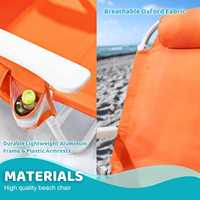 Offre Spéciale d'usine sac à dos chaises de plage chaise de Camping pliante robuste grandes poches porte-gobelet cadre en aluminium matériau métallique