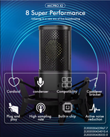 Microphone à condensateur USB pour ordinateur, conférence, gaming, studio, avec filtre anti-pop, suspension antichoc, réduction de bruit, éclairage RGB, cardioïde