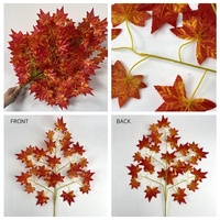 Assortiment de feuilles d'érable en soie, branche de feuille d'érable rouge artificielle en soie pour mariage et décoration intérieure