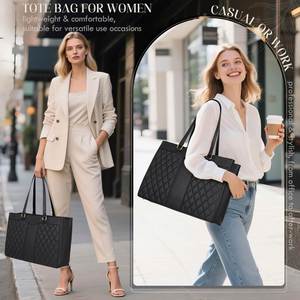 Bolso de Mano para Portátil de Cuero PU Impermeable de Primera Calidad con Diseño Acolchado en Forma de Diamante y Organización de Múltiples Compartimentos para Profesionales con Estilo - Product Image 6