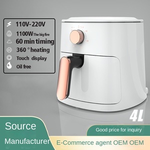 Friteuse à air blanche avec bouton de commande orange, 3,1-4,0 L, contrôle numérique, revêtement antiadhésif PTFE, nettoyage facile, électrique, cuisson rapide, idéale pour hôtels, classe énergétique A - Product Image 4