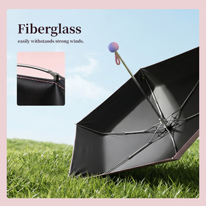 Parapluie de poche léger de 18 cm, pliable en 5 sections, dégradé, anti-UV, 6 baleines, coupe-vent, double usage soleil/pluie, mini parapluie de voyage portable - Product Image 6