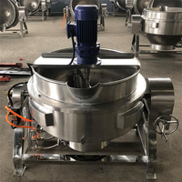 Marmite de cuisson et de mélange à double enveloppe en acier inoxydable 500L avec agitateur de type grattoir pour pâtes épaisses et sauces