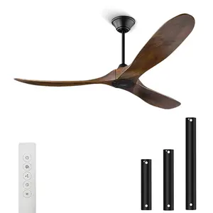 FACTORY Indoor Ceiling Fan Decorative Smart Remote 3 Wooden Blades Outdoor 52/60 Inch Commercial Ceiling Fan