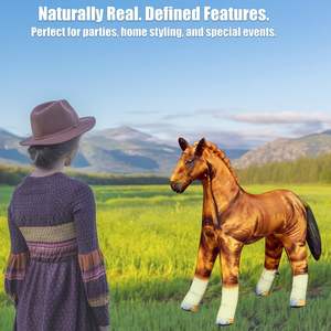Caballo Marrón Realista de PVC, Juguete de Peluche, Animal de Peluche Realista, Impermeable y Plegable para Decoración del Hogar - Product Image 6