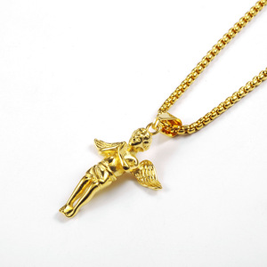 Prayer Little Boy Necklace Stainless Steel <b>Men</b>&women Pendant Loud European and American Popular Ornament Titanium Steel - Product Image 6