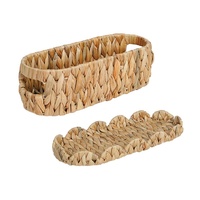 Panier de rangement ovale tressé à la main en jacinthe d'eau nordique Girida, écologique et polyvalent, avec couvercle et poignée, pour bureau et table basse