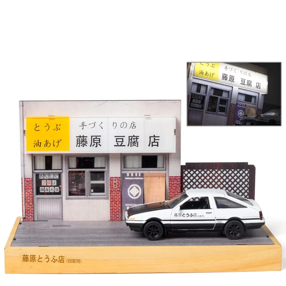 Yeni Fujiwara Takumi AE86 tofu dükkanı sahne 1:32 İlk D simülasyon alaşım araba modeli süsler