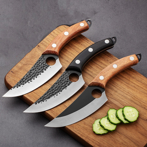 มีดแล่เนื้อแบบตีขึ้นรูปด้วยมือ พร้อมด้ามไม้ตามหลักสรีรศาสตร์ มีดเชฟสแตนเลสคุณภาพสูงสำหรับแคมป์ปิ้งและบาร์บีคิว - Product Image 1