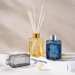 Bouteille en verre carrée de 100 ml pour diffuseur à bâtonnets, <span class=keywords><strong>parfum</strong></span> d'ambiance unique pour la maison, avec bouchons et bâtonnets – Vente en gros - Product Image 4
