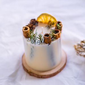 Velas Aromáticas Hechas a Mano con Cera de Soya, <span class=keywords><strong>Canela</strong></span>, Limón y Flores Secas, 210g, <span class=keywords><strong>Vela</strong></span> Perfumada Natural para Decoración del Hogar con Duración de 20-40 Horas - Product Image 4
