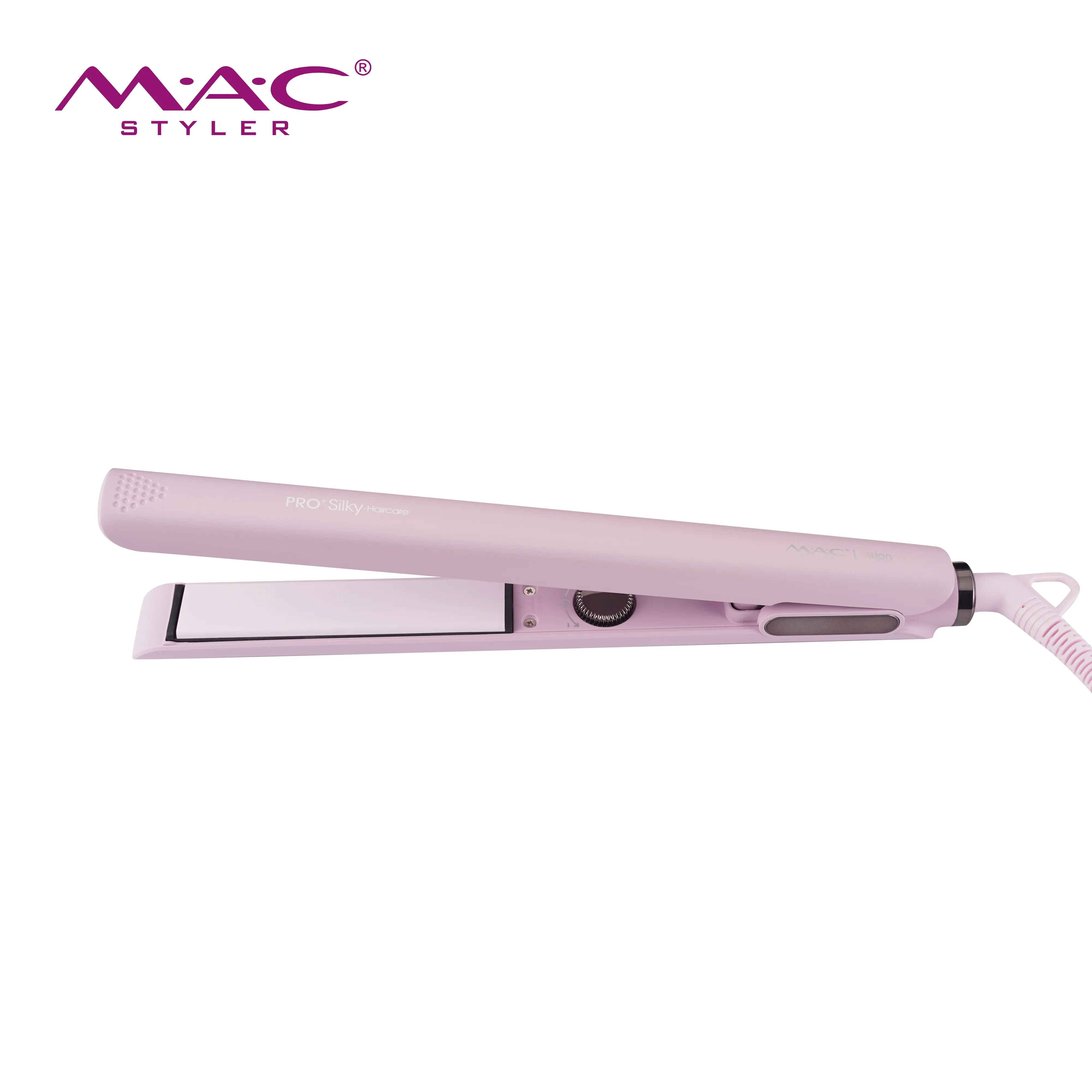 صالون العناية العالية الجودة شاشة LCD رقمية مسطحة الحديد 360 قابلة للتدوير مناسبة للسفر وردي محترف لفرد الشعر