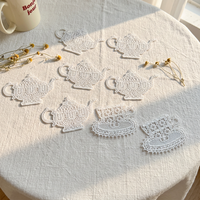 Napperons brodés en maille tissée pour mariage, tapis de café personnalisé, tapis de vase, fond de photographie, sous-verre en tissu dentelle