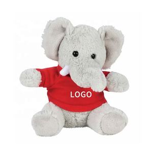 Özel logo T shirt sevimli oturma peluş fil oyuncaklar işlemeli logo dolması hayvan peluş oyuncak çocuk hediye - Product Image 3