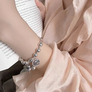 Lucky Cat Round <b>Bead</b> Bracelet S925 Sterling <b>Silver</b> Vintage Style Elastic Cord Women's Jewelry Everyday Wear - Product Image 5