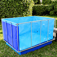 Bassin de culture pliable unilatéral en toile transparente pour poissons, carpes koï et crevettes, avec support en acier inoxydable épaissi