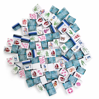 Ensemble de Mahjong Américain de Luxe Moderne en Acrylique et Cristal, 160 Pièces, Écologique, Durable, Tuiles Mystérieuses Thème Mer, Table de Mahjong