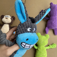 Jouets à mâcher pour chiens en forme de singe, âne, hippocampe, grenouille, jouets en peluche rembourrés pour chiots, jouets couineurs pour animaux de compagnie