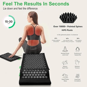 Tapis et oreiller d'acupression noirs en gros pour 2025, en lin écologique avec rembourrage en fibre de coco pour la relaxation musculaire - Product Image 5