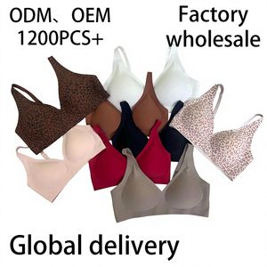 <span class=keywords><strong>Reggiseno</strong></span> da donna ODM OEM con stampa leopardata e tinta unita, con ferretto, scollo a V, senza cuciture, vestibilità comoda, taglie forti, lavabile in lavatrice, con inserti in gel. - Product Image 1
