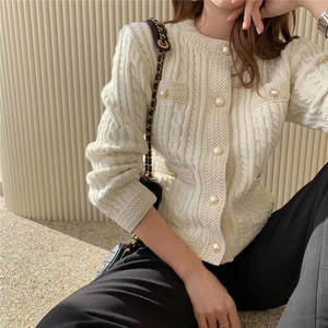 Moda coreana di tendenza maglioni Top Crop donna autunno inverno manica lunga <span class=keywords><strong>Slim</strong></span> lavorato a maglia con bottone aperto <span class=keywords><strong>Cardigan</strong></span> da donna - Product Image 5