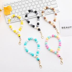 Iphone <strong>Wholesale</strong> Handmade Rubber Beaded <strong>Silicone</strong> <strong>Bead</strong> Carabiner Phone Keychain with Plastic Card - Product Image 3