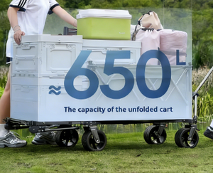Large, Extra-long, 650L Black and Khaki Outdoor Folding <strong>Trolley</strong>/wagon <strong>for</strong> <strong>Camping</strong> and Picnics, with a Sunshade Canopy. - Product Image 3