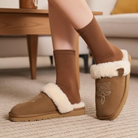 Pantoufles en fausse fourrure style western - Bottes d'intérieur/extérieur pour femmes avec mousse à mémoire de forme et bout carré pour la maison et les occasions décontractées