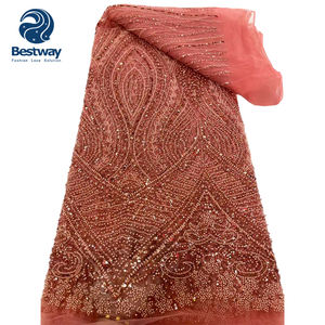 Bestway Nieuwste Luxe Kralen Kant Stof Voor Bruids Borduurwerk Franse Kant Voor Bruiloft Afrikaanse Vrouwen Jurk - Product Image 4