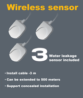 Bornic OEM Vanne à boisseau sphérique électrique en laiton WIFI avec capteurs filaires IP67, contrôleur d'alarme de fuite d'eau et système d'arrêt, kit de 6 capteurs de fuite d'eau