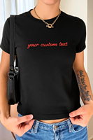 T-shirts courts personnalisés à manches courtes pour femmes, crop tops unis avec logo personnalisé, crop tops basiques ajustés