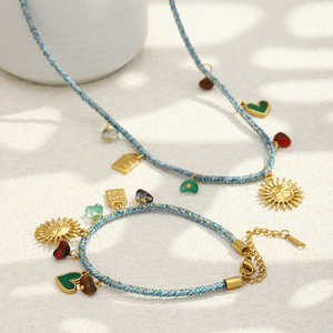 Set di Gioielli Dreamshow con Ciondolo Sole, Collana e Bracciale Fatti a Mano con Catena in Corda per Donna - Product Image 3