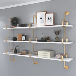 2022 New Design Beauty Iron Natural Wood MDF Home Furniture Small Wall Shelf