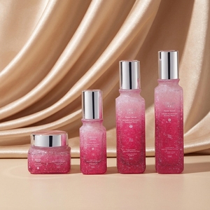 Nuevo Envase Cosmético de Vidrio con Fondo Cuadrado Yijings, Acabado Flor de Hielo Rojo Vino, Bomba Dosificadora para Lociones, 40-120mL, Envase para Cuidado de la Piel (50mL) - Product Image 3