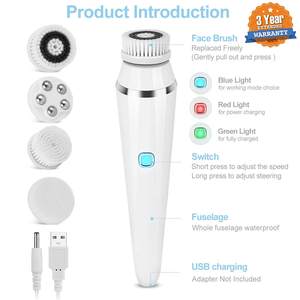 Venta caliente USB Recargable Face Scrub Spin Rotating Deep Pore Cleansing Cepillo de limpieza <span class=keywords><strong>facial</strong></span> 4 en 1 - Product Image 5