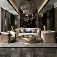 Ensemble de canapés en cuir véritable, meubles de maison, meubles italiens en bois, luxe, salon moderne, OEM, durable, 5 ensembles