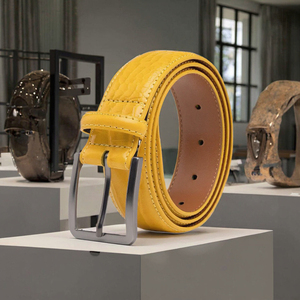 WANSHUI ceinture hommes mode cuir de vachette ceinture Crocodile Texture Auto serrure boucle formelle affaires réglable 3.5cm largeur - Product Image 3