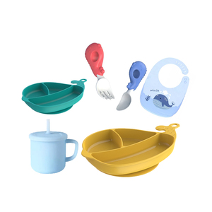 Hot bán Silicone trẻ em Bộ đồ ăn tấm thiết lập của bé ăn Nguồn cung cấp đào tạo cup bé Silicone muỗng và Ngã Ba ăn đặt - Product Image 3
