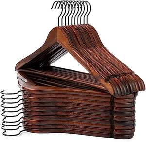 Tendedero de Ropa de Madera Marrón de Alta Calidad, Nuevo, con Perchas de Madera y Alambre de Acero para Uso en Armarios y Tiendas - Product Image 1