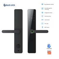 Serrure de porte intelligente Bluelock Tuya à empreinte digitale pour bois/aluminium, recharge d'urgence, garantie 2 ans, contrôle via l'application TTLock