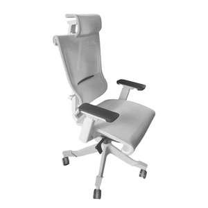 Chaise ergonomique Novastuhl pour usage domestique, dossier moyen, cadre blanc, base autoportante et accoudoirs 4D - Product Image 2