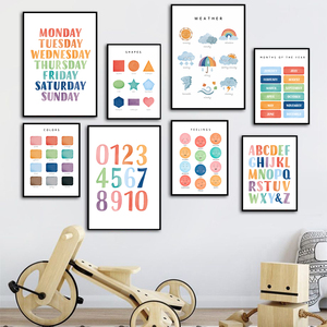 Arte Educativo para Niños, Formas, Letras, Figuras, Colores, Clima, Lienzo Decorativo para Pared, Póster Nórdico, Decoración para el Hogar y el Aula - Product Image 2
