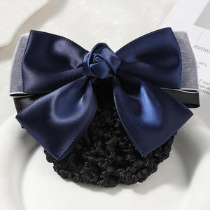 HZM-61249 <span class=keywords><strong>Filet</strong></span> à <span class=keywords><strong>cheveux</strong></span> en maille <span class=keywords><strong>pour</strong></span> <span class=keywords><strong>chignon</strong></span>, avec nœud décoratif, barrette et pince à <span class=keywords><strong>cheveux</strong></span> <span class=keywords><strong>pour</strong></span> femmes - Product Image 3