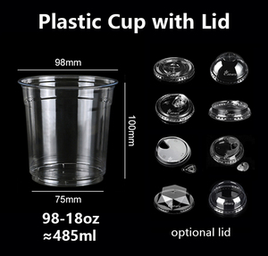 Vente en gros de gobelets en plastique transparent PET de 18 oz pour boissons froides, thé à bulles, café glacé, gobelets en plastique transparents et mignons avec couvercles - Product Image 5