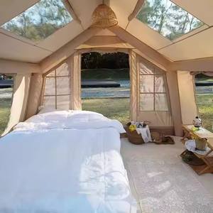 Tente <span class=keywords><strong>de</strong></span> camping gonflable à revêtement noir, pare-soleil imperméable et résistant aux UV avec tissu Oxford renforcé et crête - Product Image 5