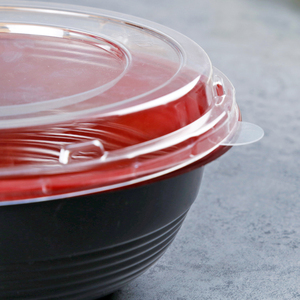 Large Capacity 1000ml Vegetables Noodle Rice Food Sanck <strong>Bowl</strong> Chinese Leading Supplier Disposable Black and <strong>Red</strong> <strong>Bowl</strong> with Lid - Product Image 3